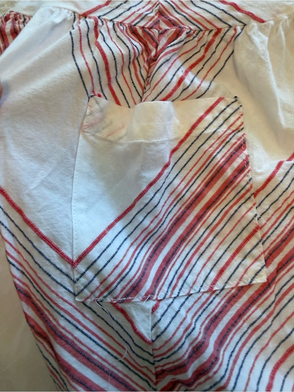 Oshkosh Sleeveless White Girls Dress with Red & Blue Chevron Stripes - Picture 3 of 4